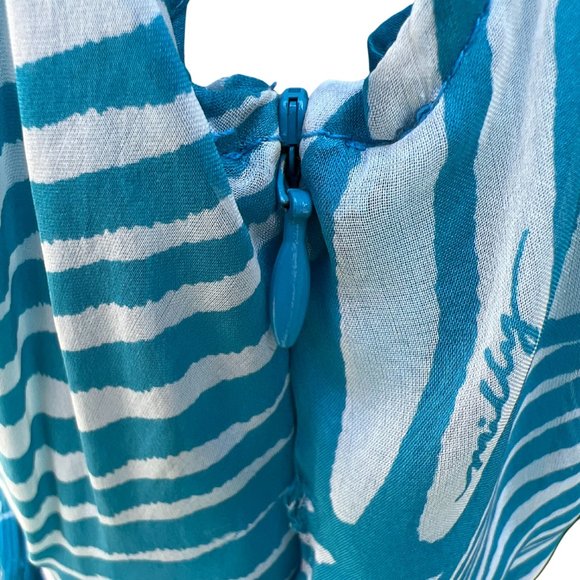 Milly of New York Sleeveless V-Neck Midi Dress Blue & White Size 10 - Picture 6 of 12